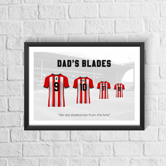 Personalised Sheffield Red Stripes Family Print