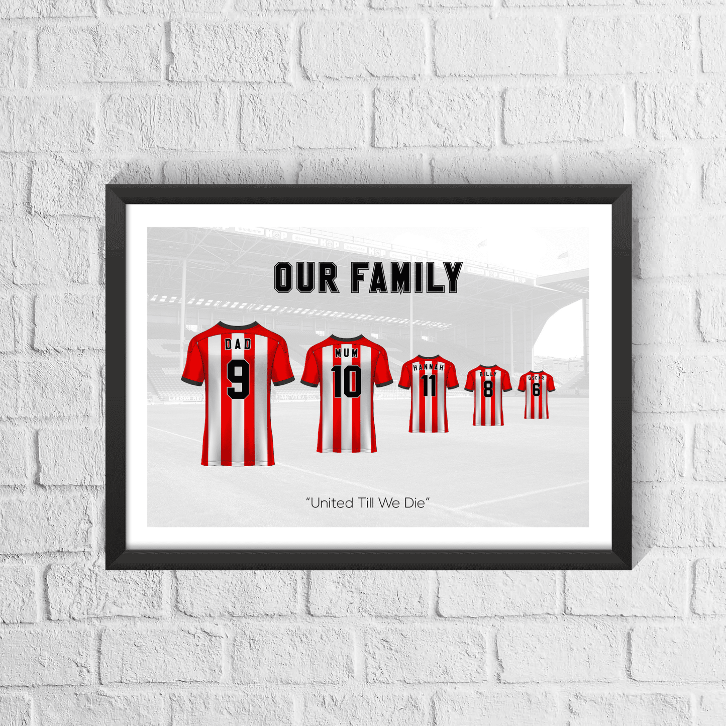Personalised Sheffield Red Stripes Family Print