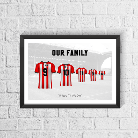 Personalised Sheffield Red Stripes Family Print