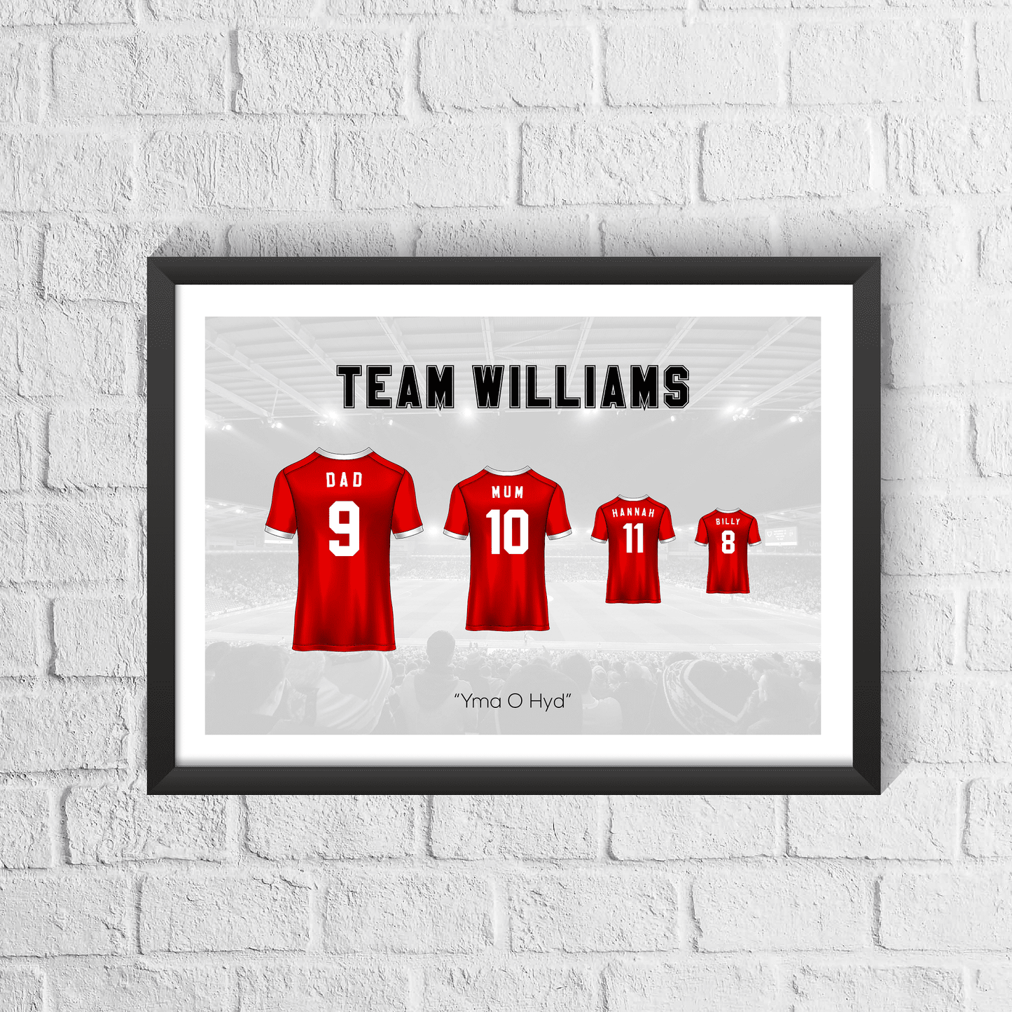 Personalised Wales Family Print - Man of The Match Football