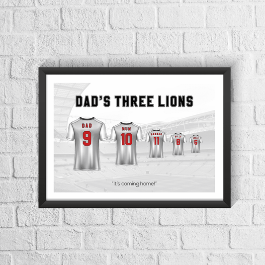Personalised England Family Print - Man of The Match Football