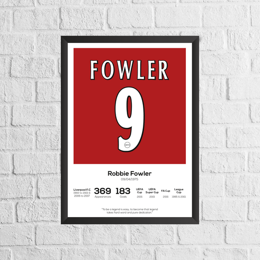 Robbie Fowler Legend Stats Print - Man of The Match Football