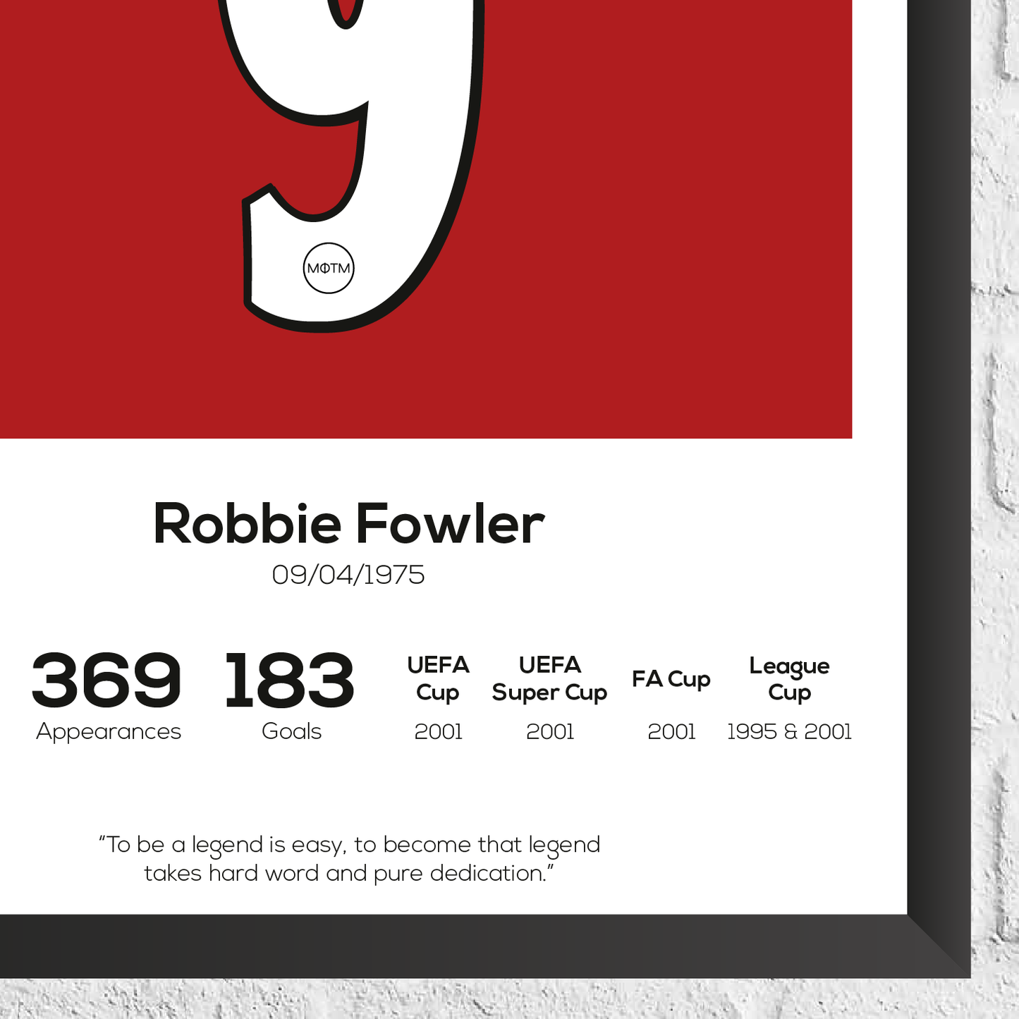 Robbie Fowler Legend Stats Print - Man of The Match Football