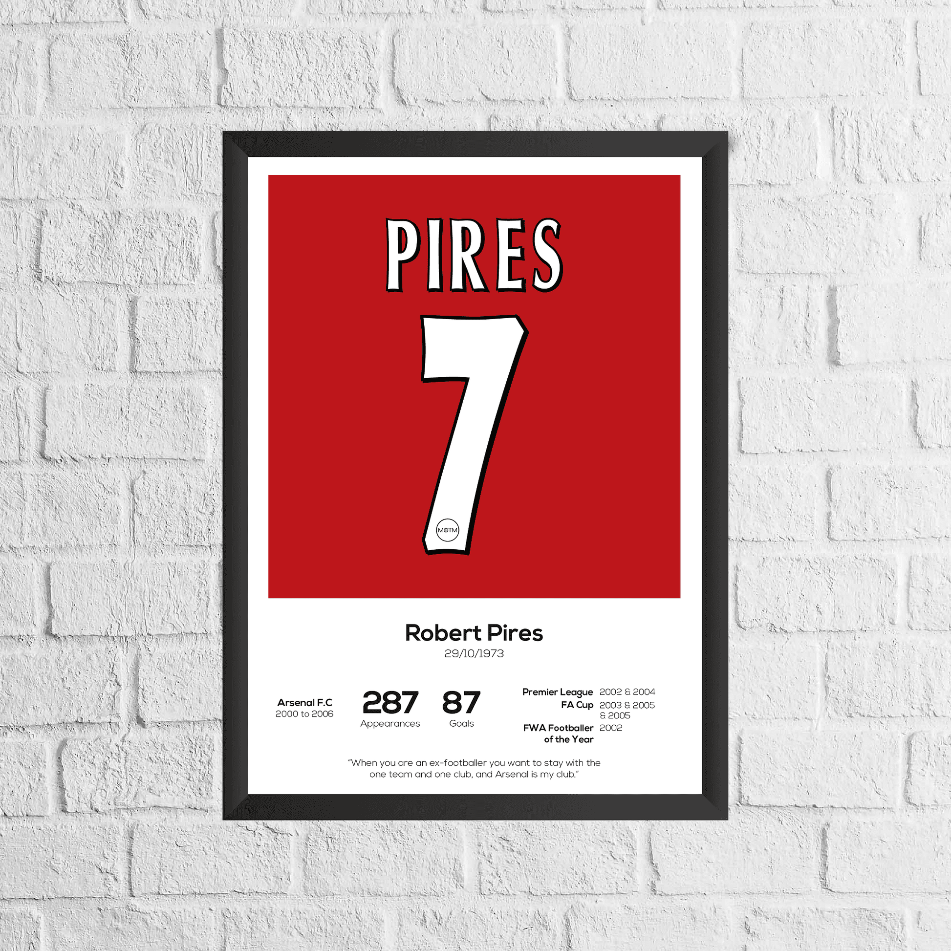 Robert Pires Legend Stats Print - Man of The Match Football