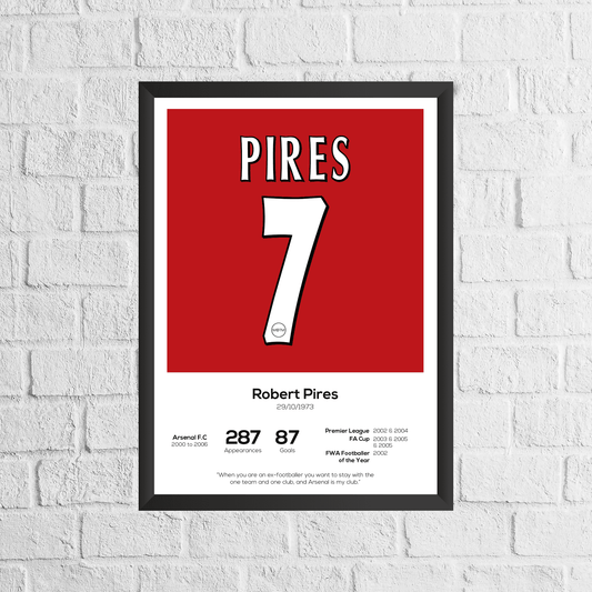 Robert Pires Legend Stats Print - Man of The Match Football