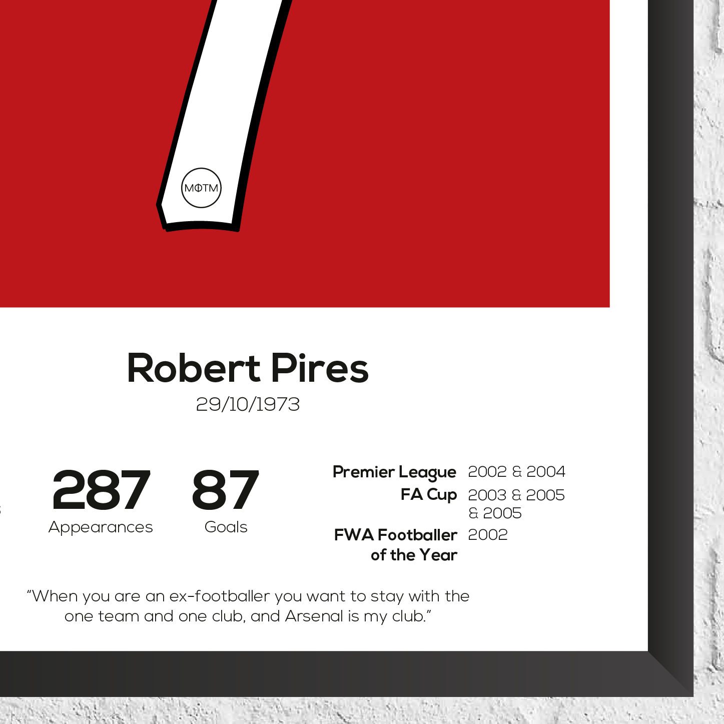 Robert Pires Legend Stats Print - Man of The Match Football