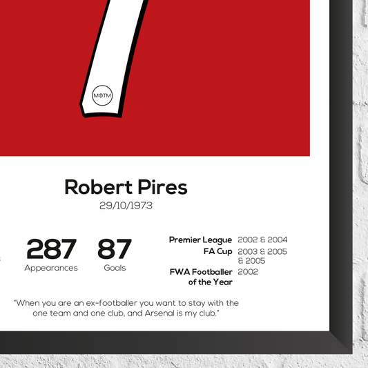 Robert Pires Legend Stats Print - Man of The Match Football