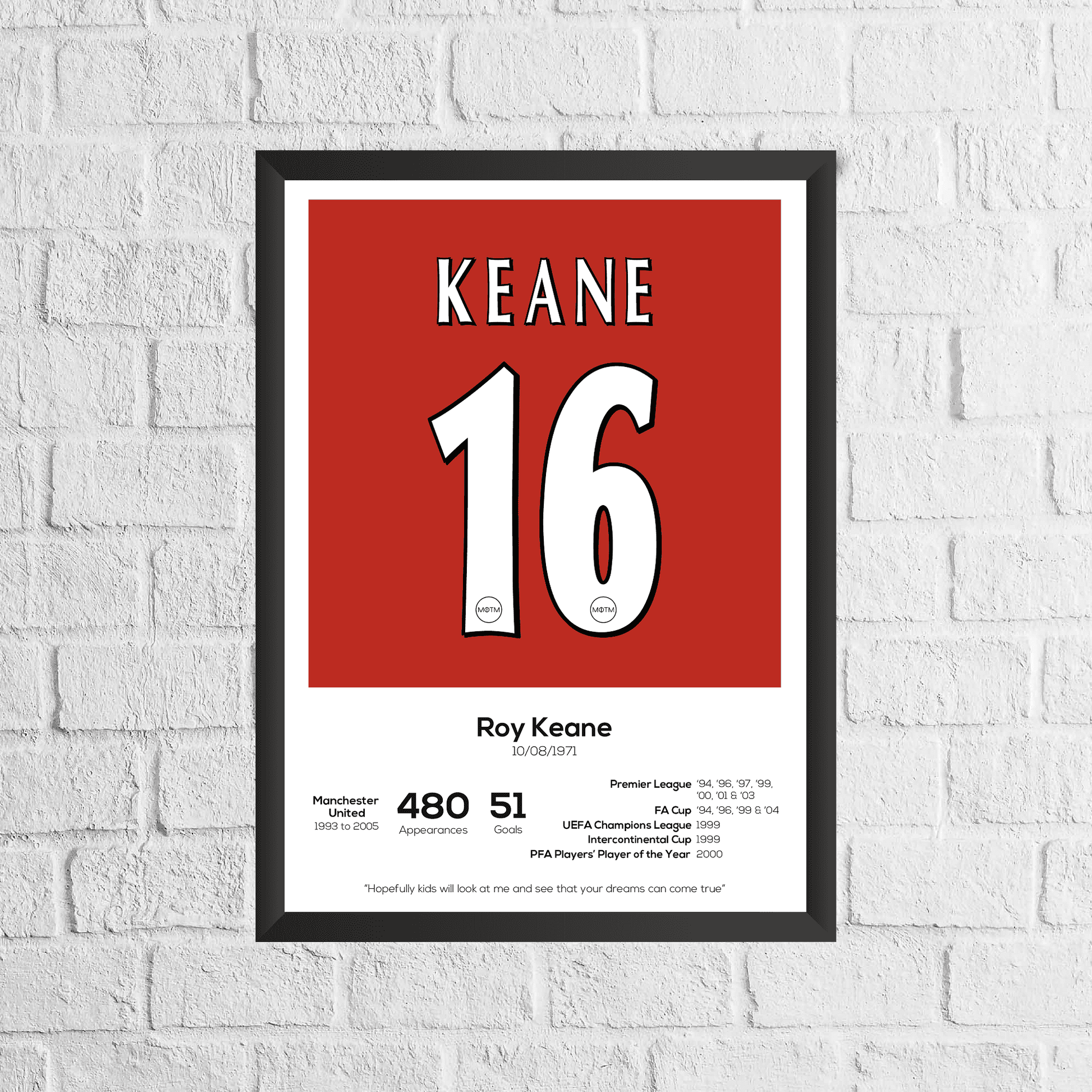 Roy Keane Legend Stats Print - Man of The Match Football