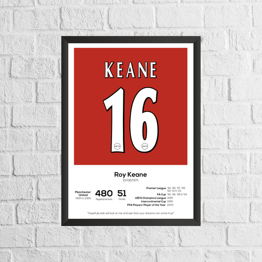 Roy Keane Legend Stats Print - Man of The Match Football
