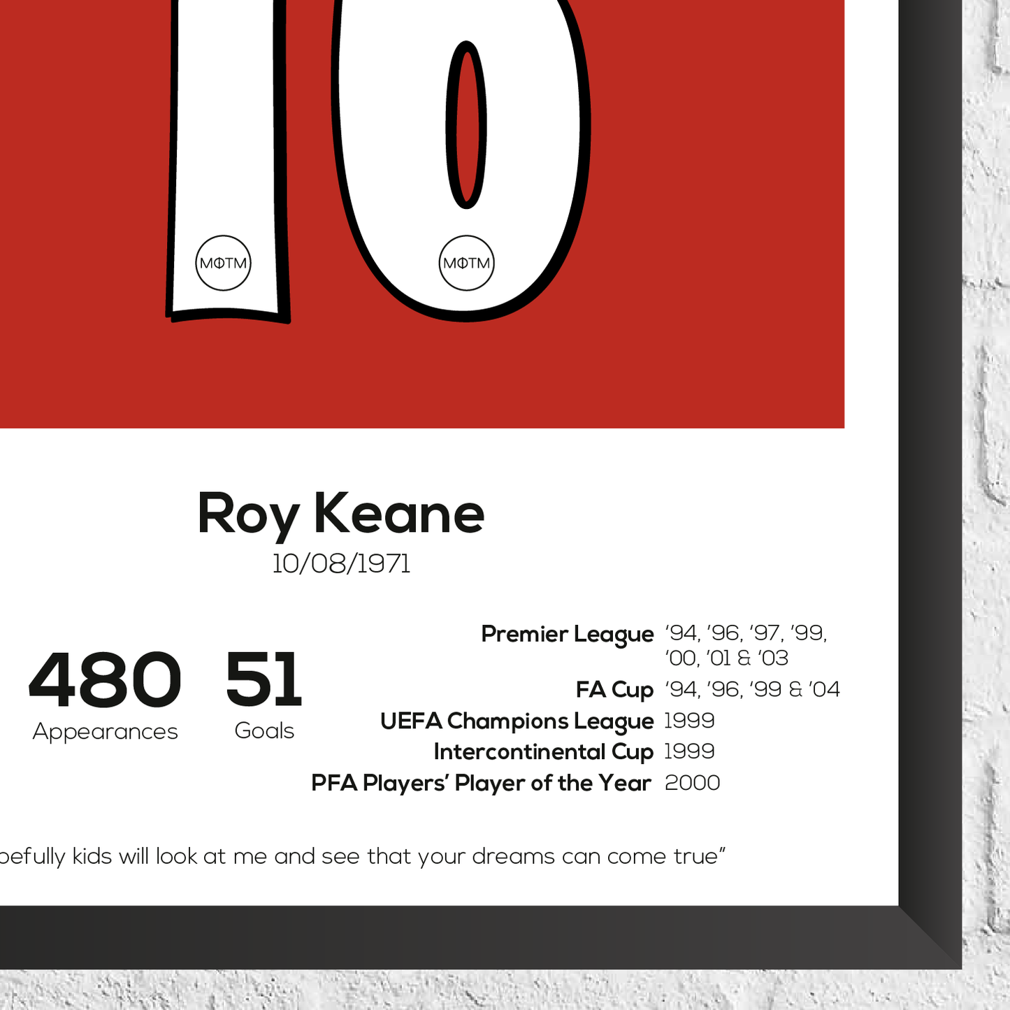 Roy Keane Legend Stats Print - Man of The Match Football