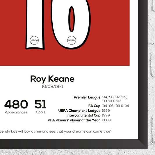 Roy Keane Legend Stats Print - Man of The Match Football