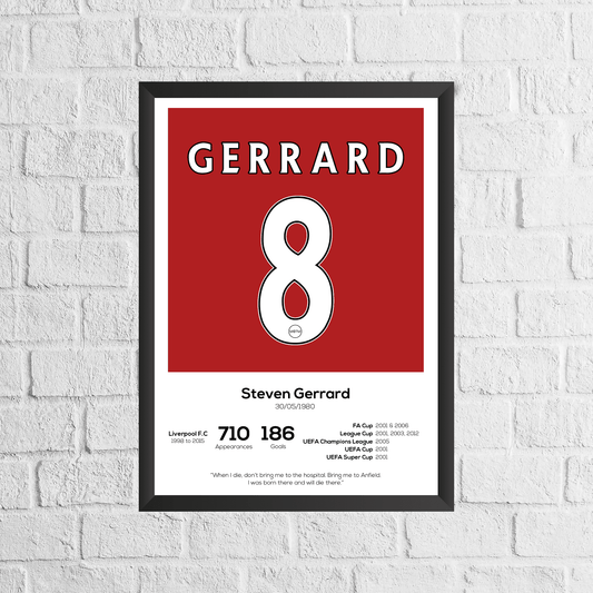 Steven Gerrard Legend Stats Print - Man of The Match Football