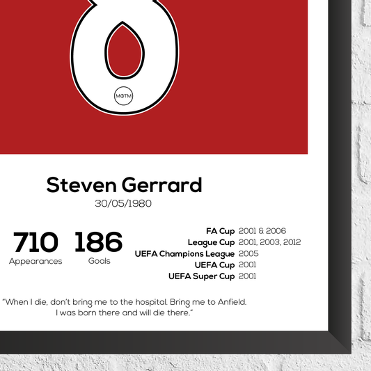 Steven Gerrard Legend Stats Print - Man of The Match Football