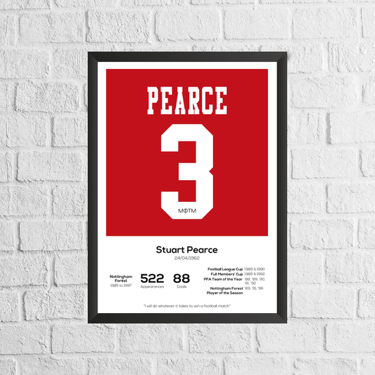 Stuart Pearce Legend Stats Print - Man of The Match Football