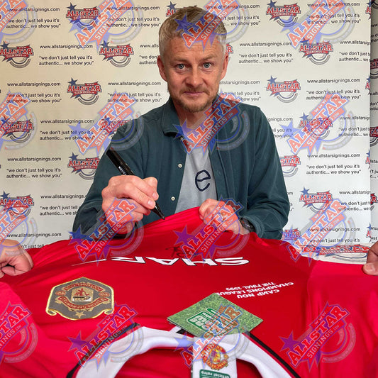 Manchester United FC 1999 Solskjaer & Sheringham Signed Shirt - Man of The Match Football