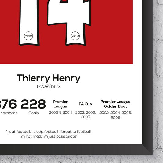 Thierry Henry Legend Stats Print - Man of The Match Football