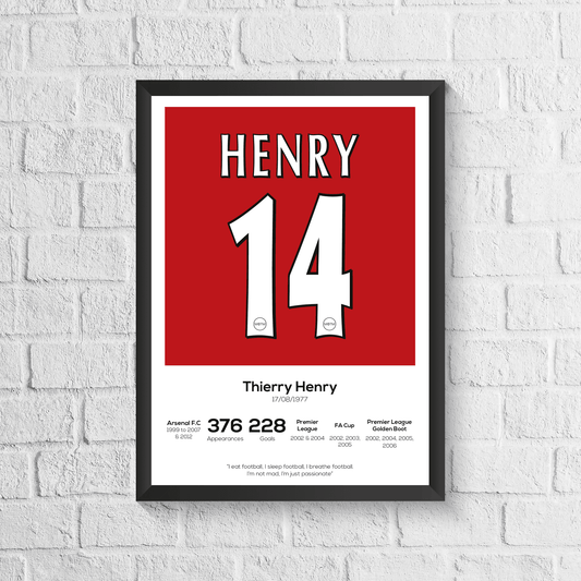 Thierry Henry Legend Stats Print - Man of The Match Football