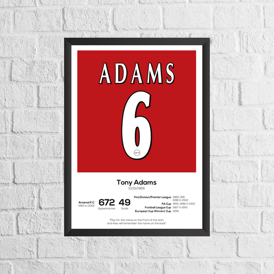 Tony Adams Legend Stats Print - Man of The Match Football