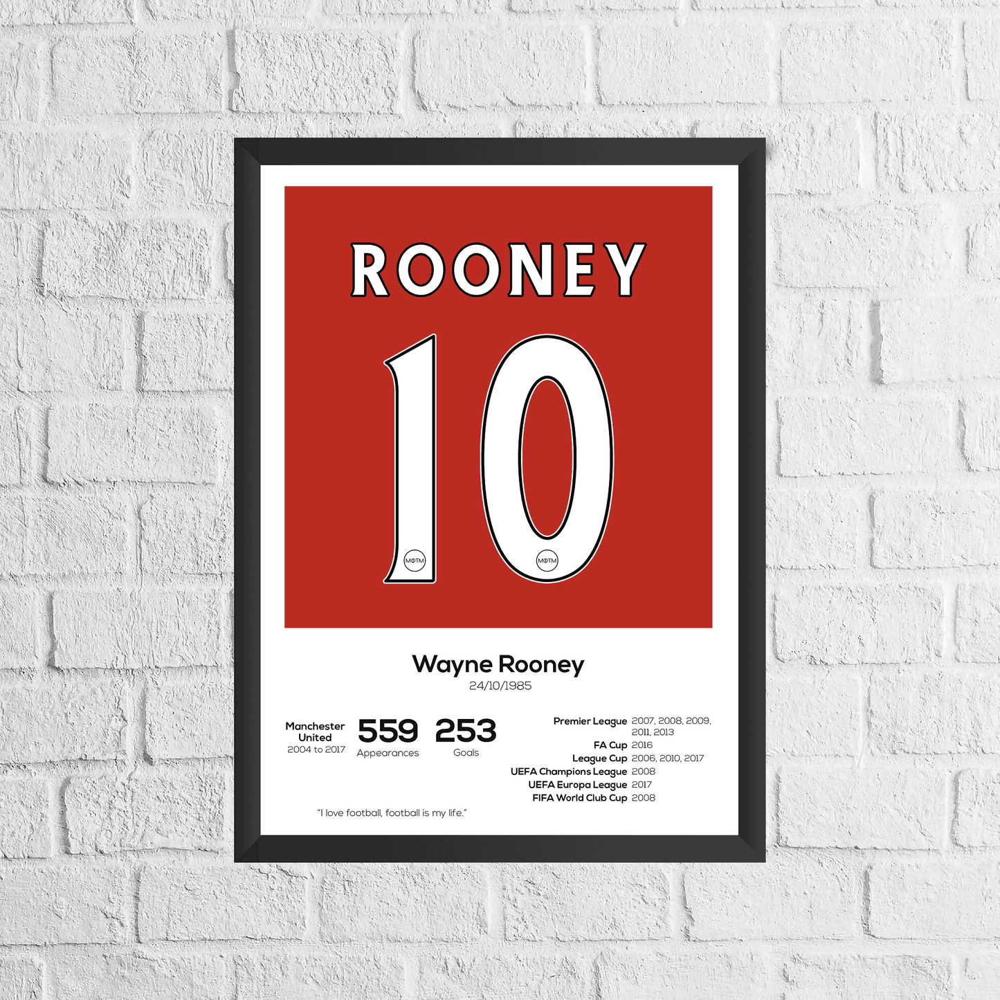 Wayne Rooney Legend Stats Print - Man of The Match Football