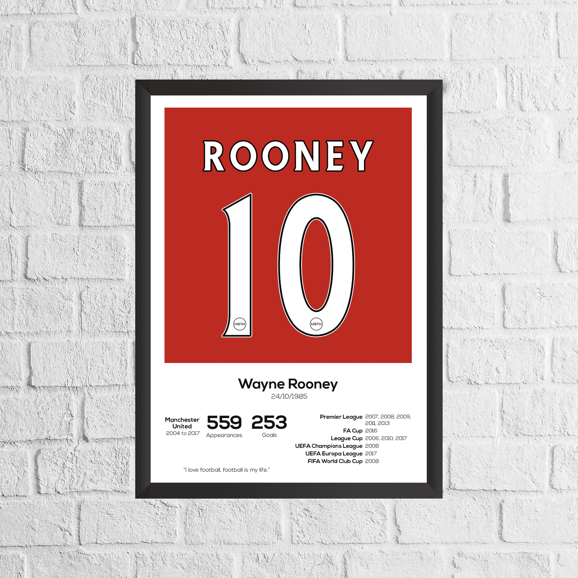 Wayne Rooney Legend Stats Print - Man of The Match Football