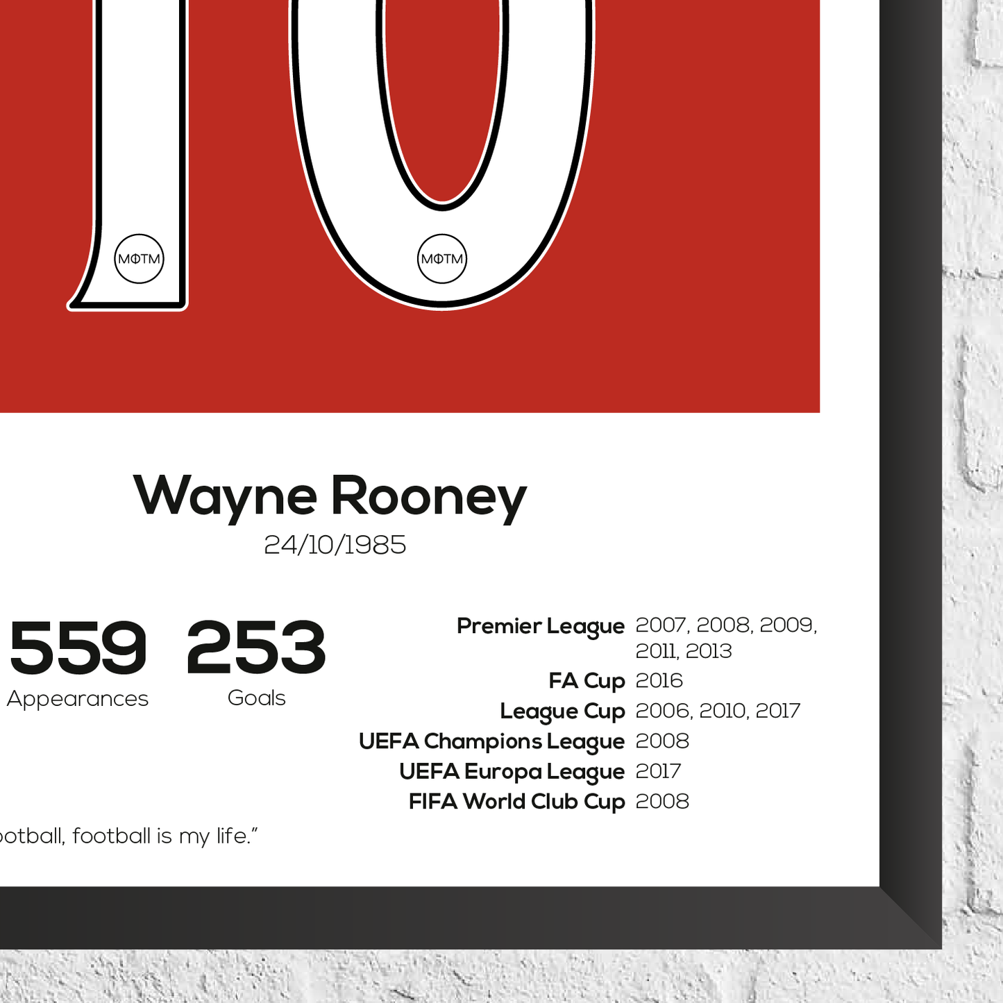 Wayne Rooney Legend Stats Print - Man of The Match Football