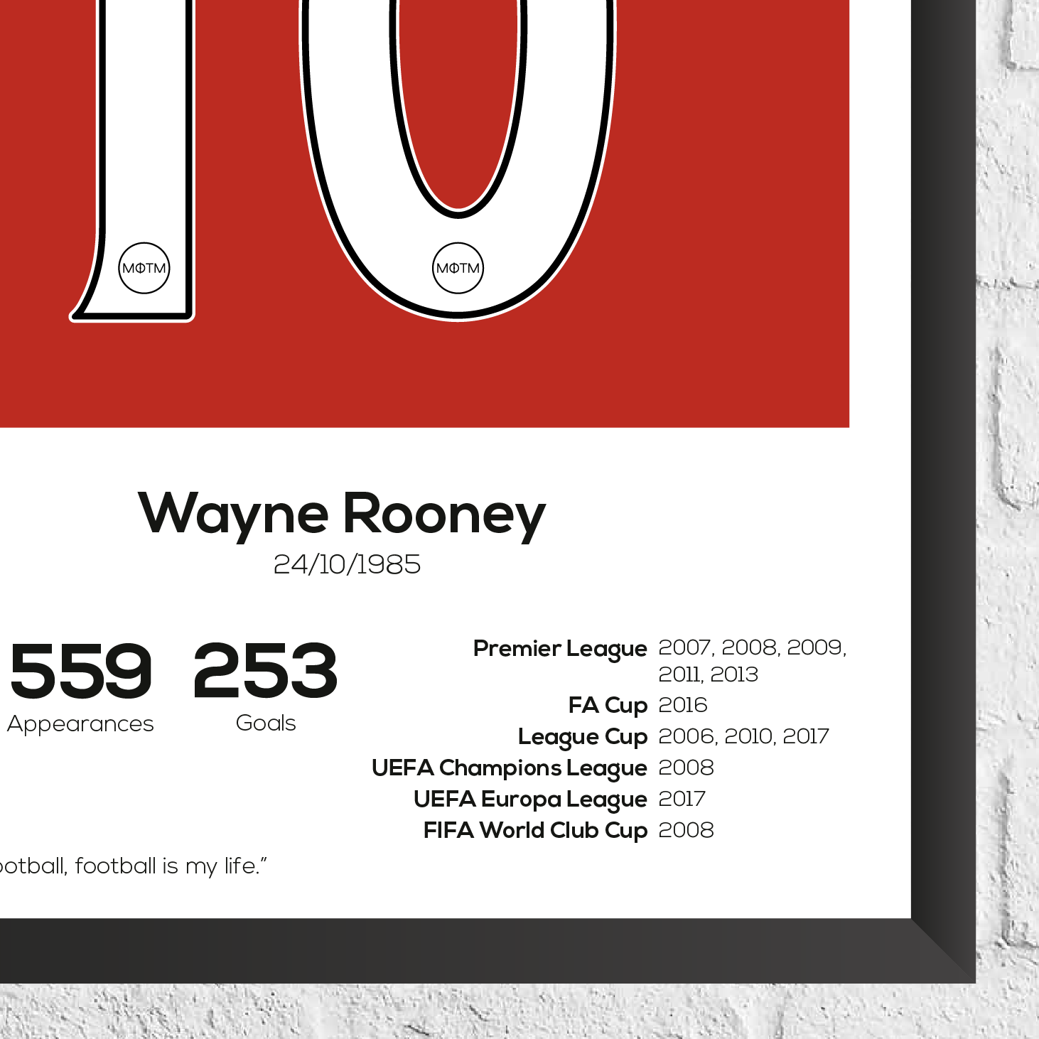 Wayne Rooney Legend Stats Print - Man of The Match Football