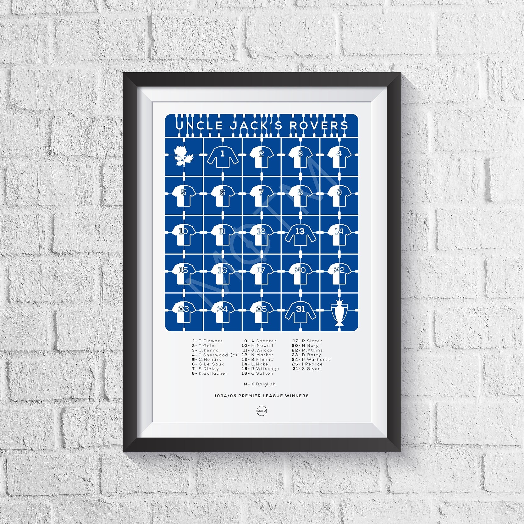 Blackburn Rovers 'Uncle Jack's Rovers' 1994/1995 Print - Man of The Match Football