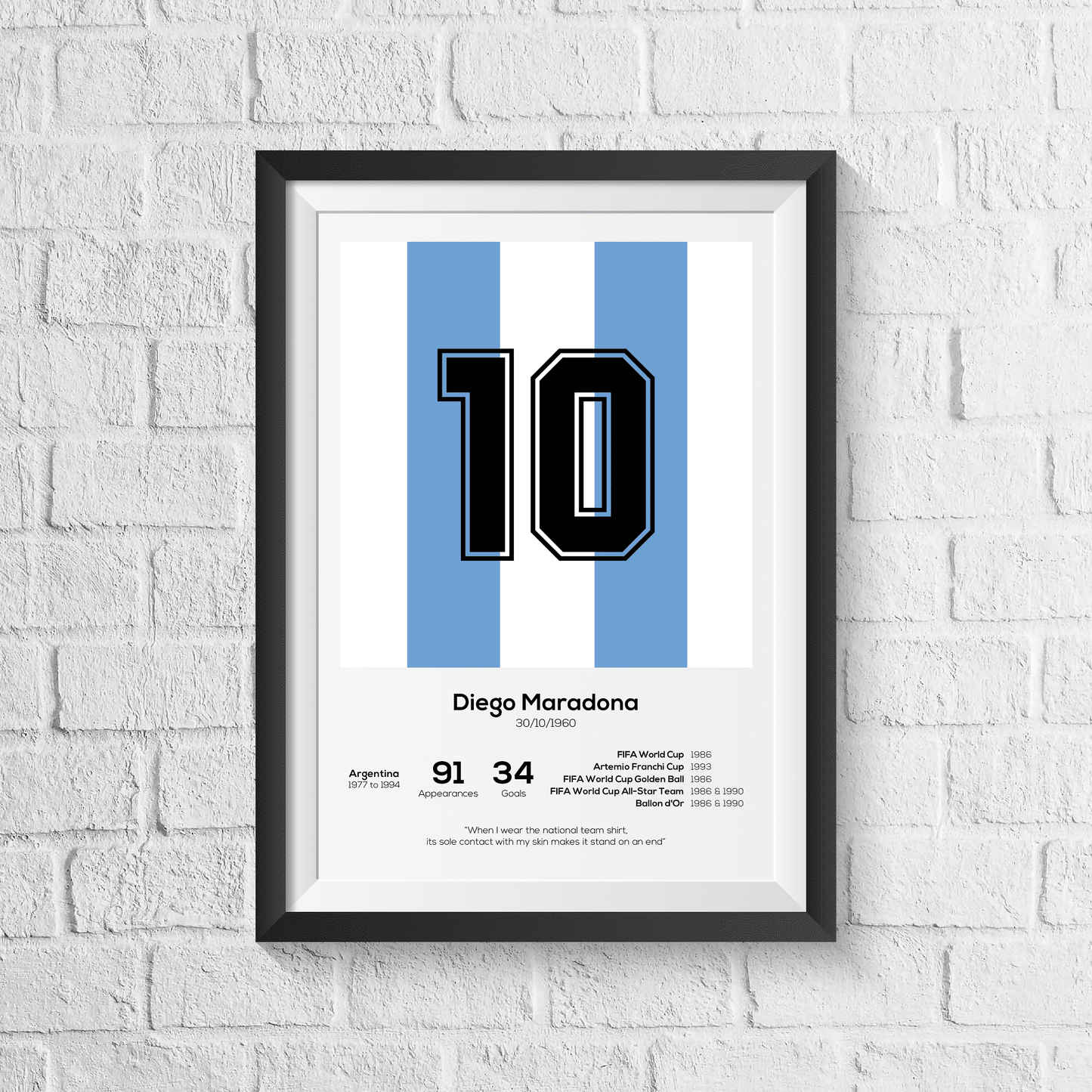 Diego Maradona Argentinien Legend Statistikdruck