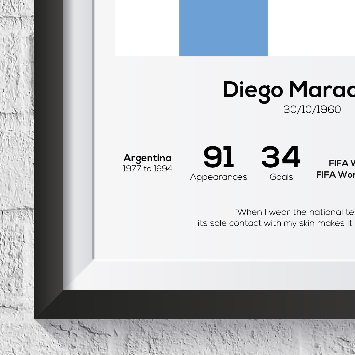 Diego Maradona Argentinien Legend Statistikdruck