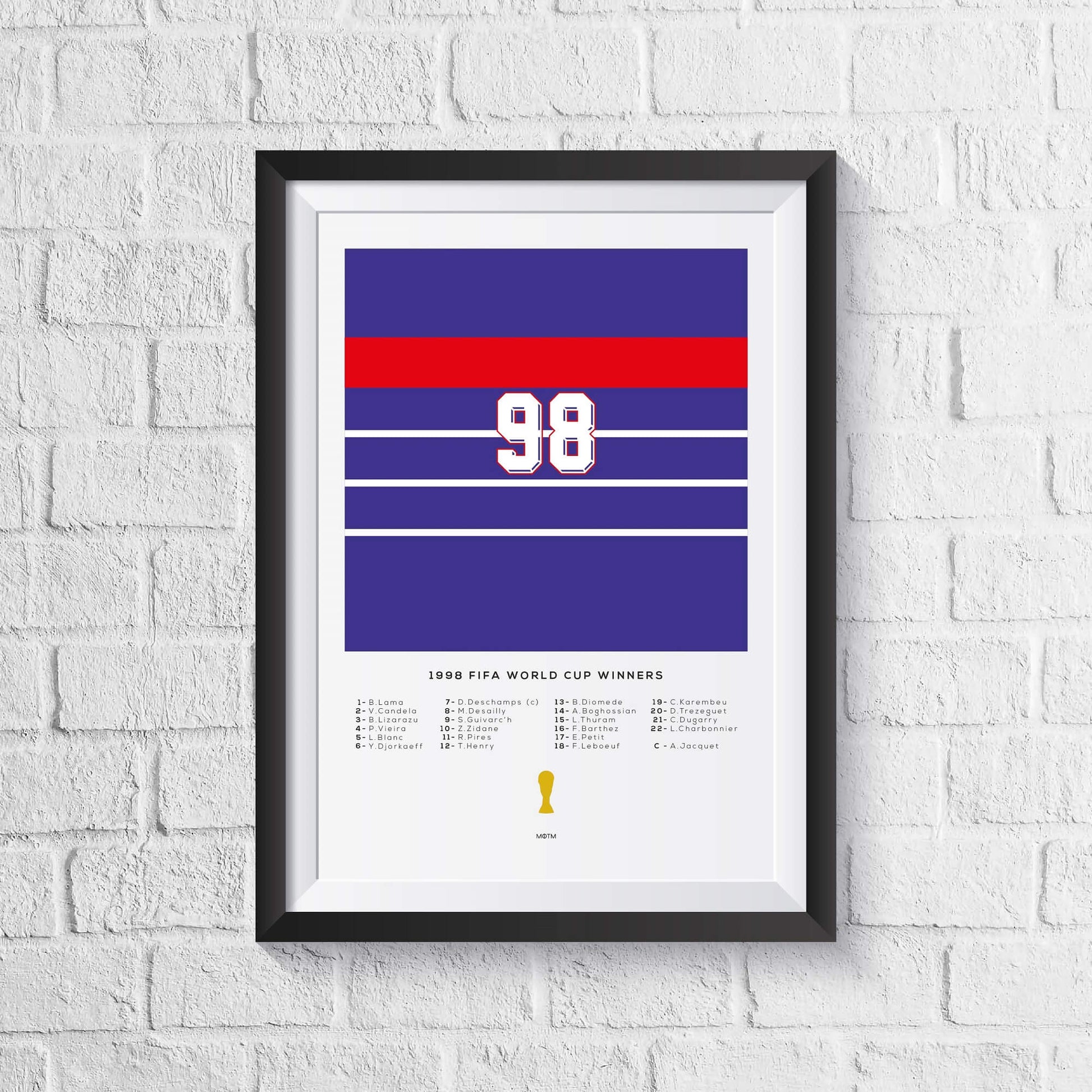 France 1998 World Cup Squad Print - Man of The Match Football