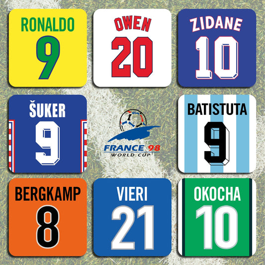 France 98 Football World Cup Coasters - Set of 8 - Man of The Match Football