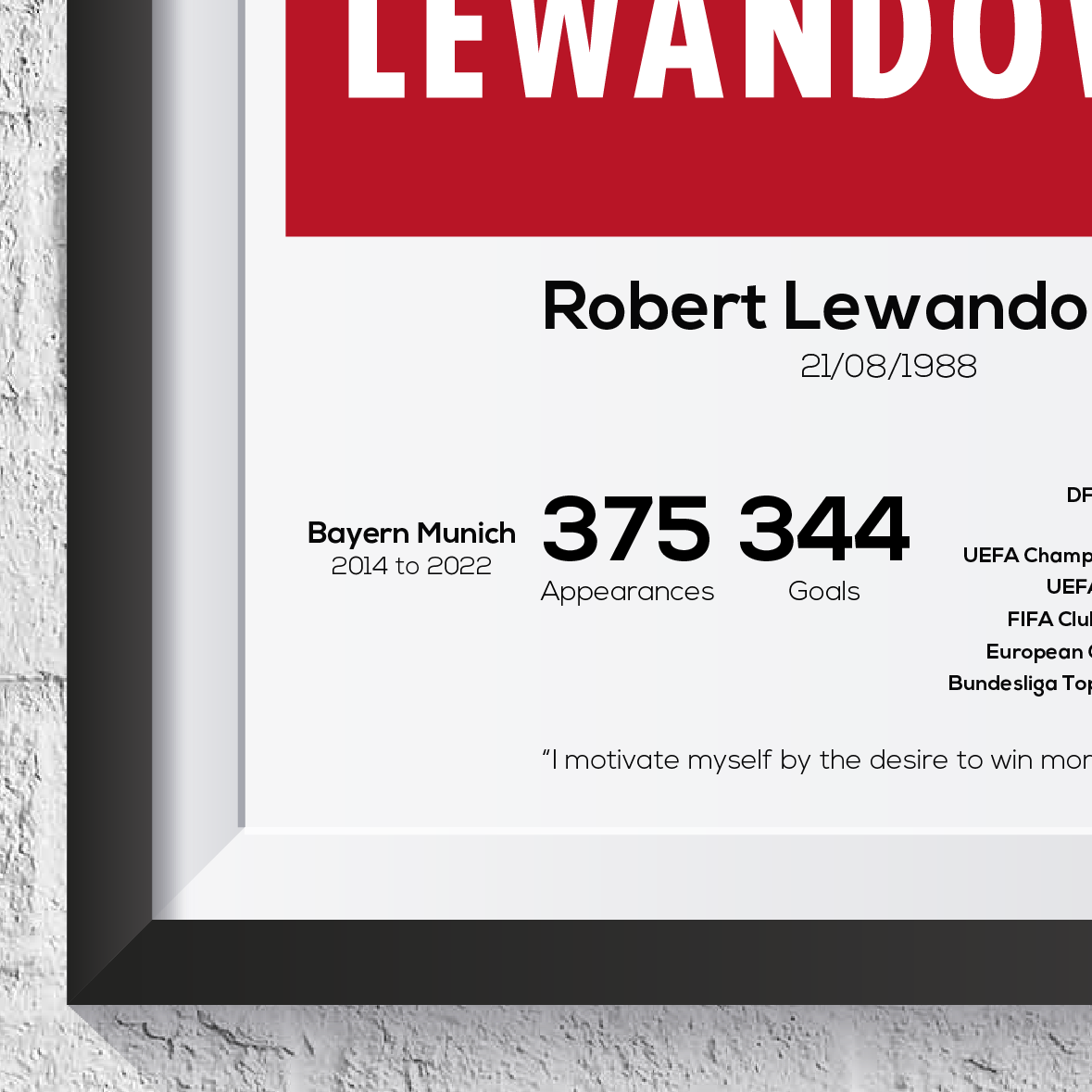 Robert Lewandowski Bayern Munich Legend Stats Print