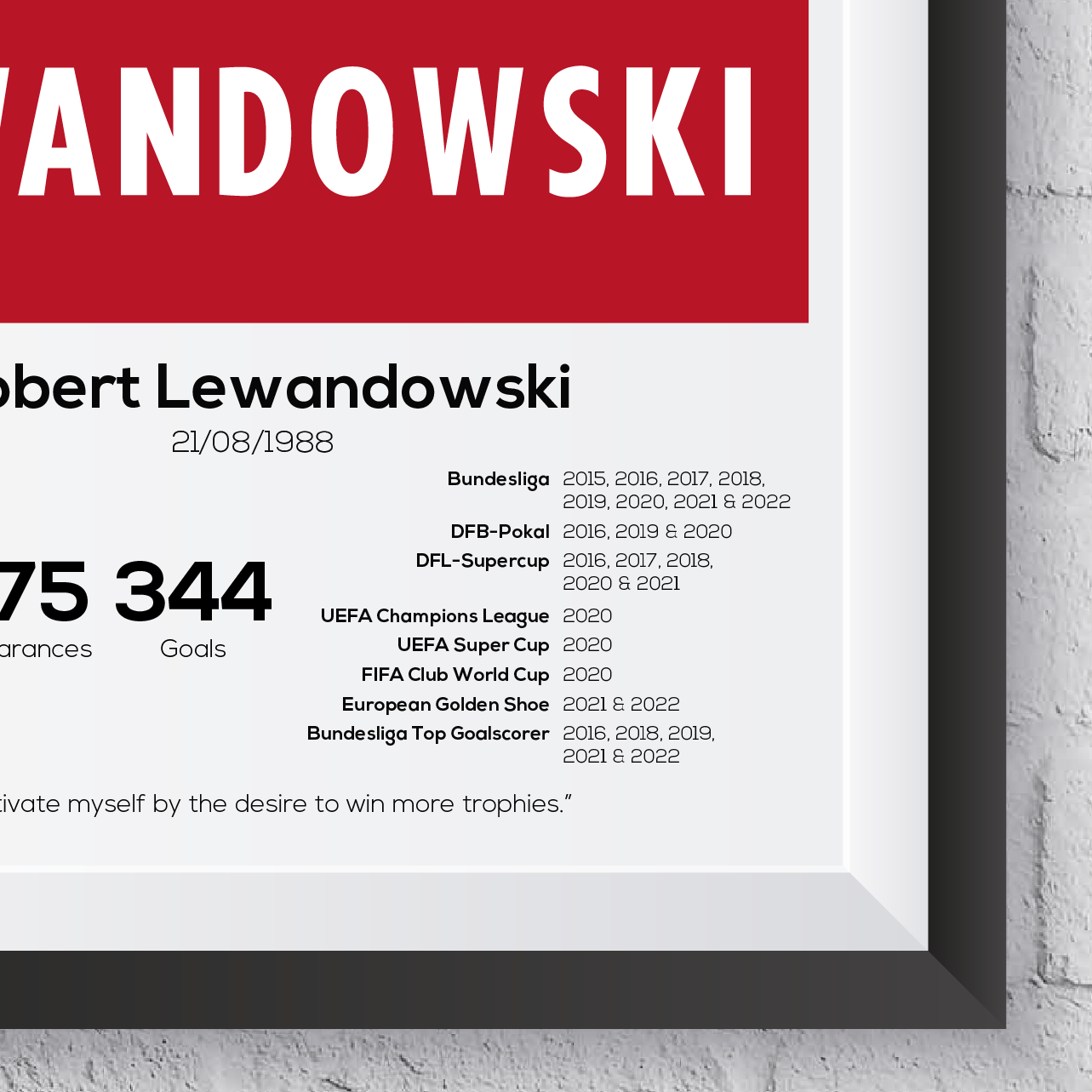 Robert Lewandowski Bayern Munich Legend Stats Print