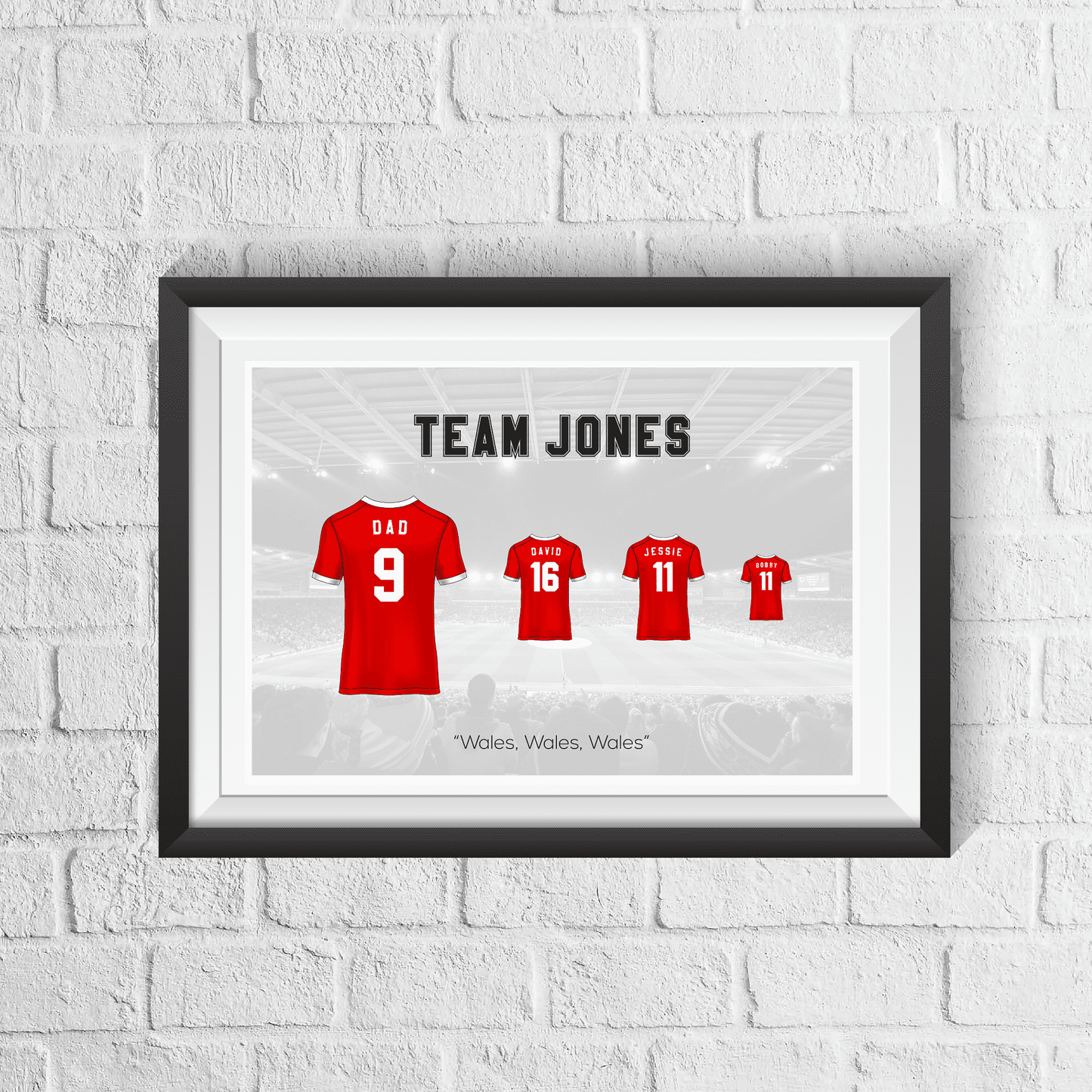 Personalised Wales Family Print - Man of The Match Football