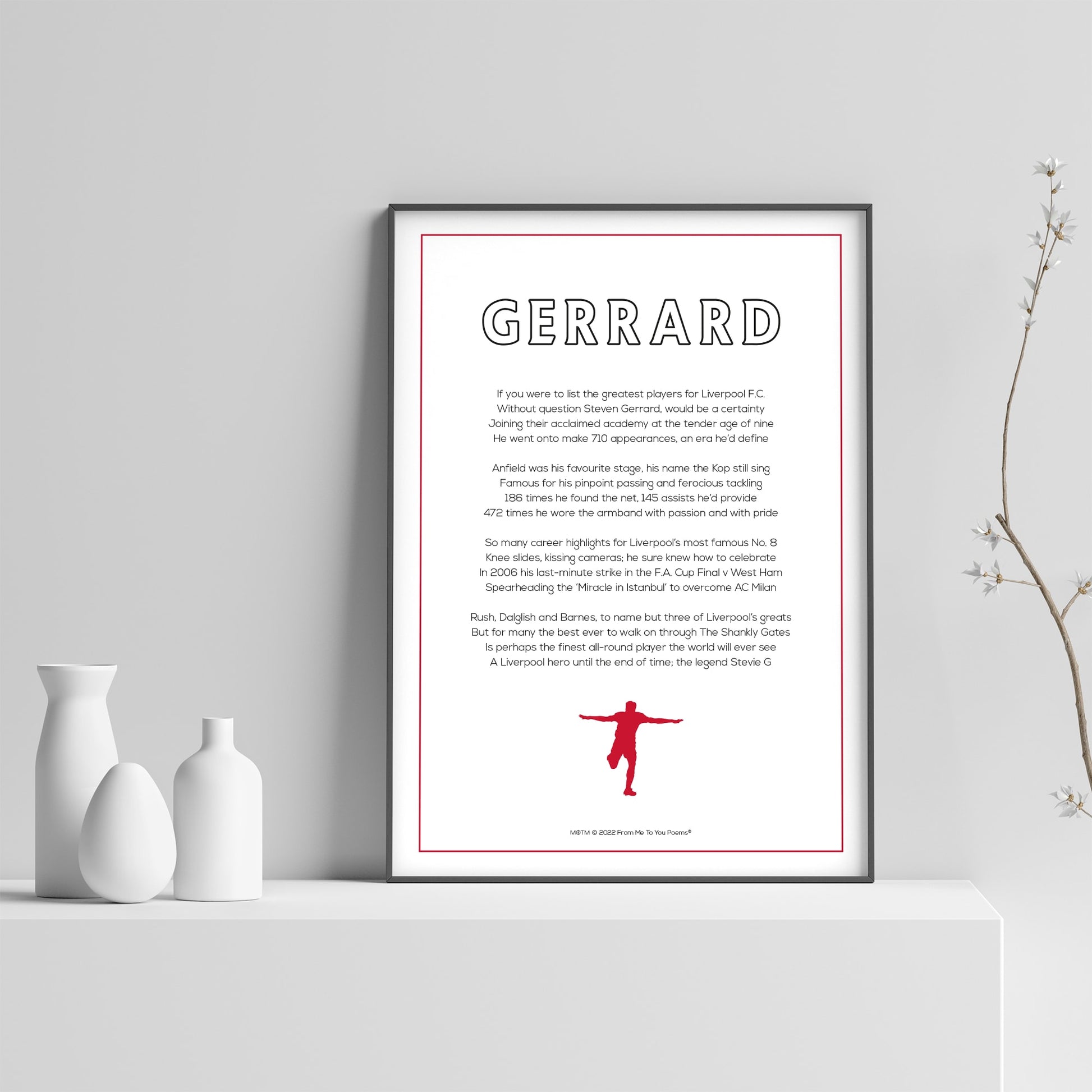 Steven Gerrard Liverpool Poem Print - Man of The Match Football