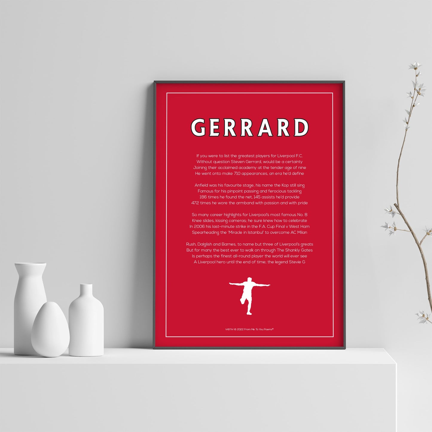 Steven Gerrard Liverpool Poem Print - Man of The Match Football