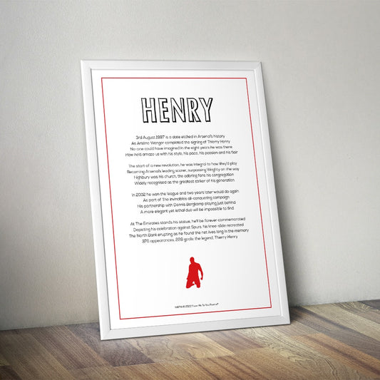 Thierry Henry Arsenal Poem Print - Man of The Match Football