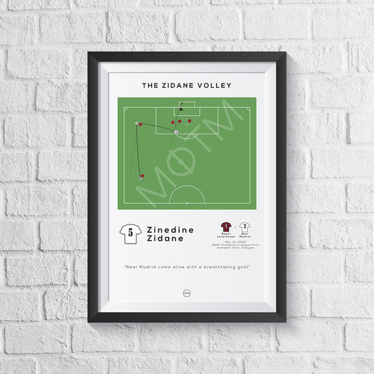 Zinedine Zidane Volley Print - 2002 Champions League Final - Man of The Match Football