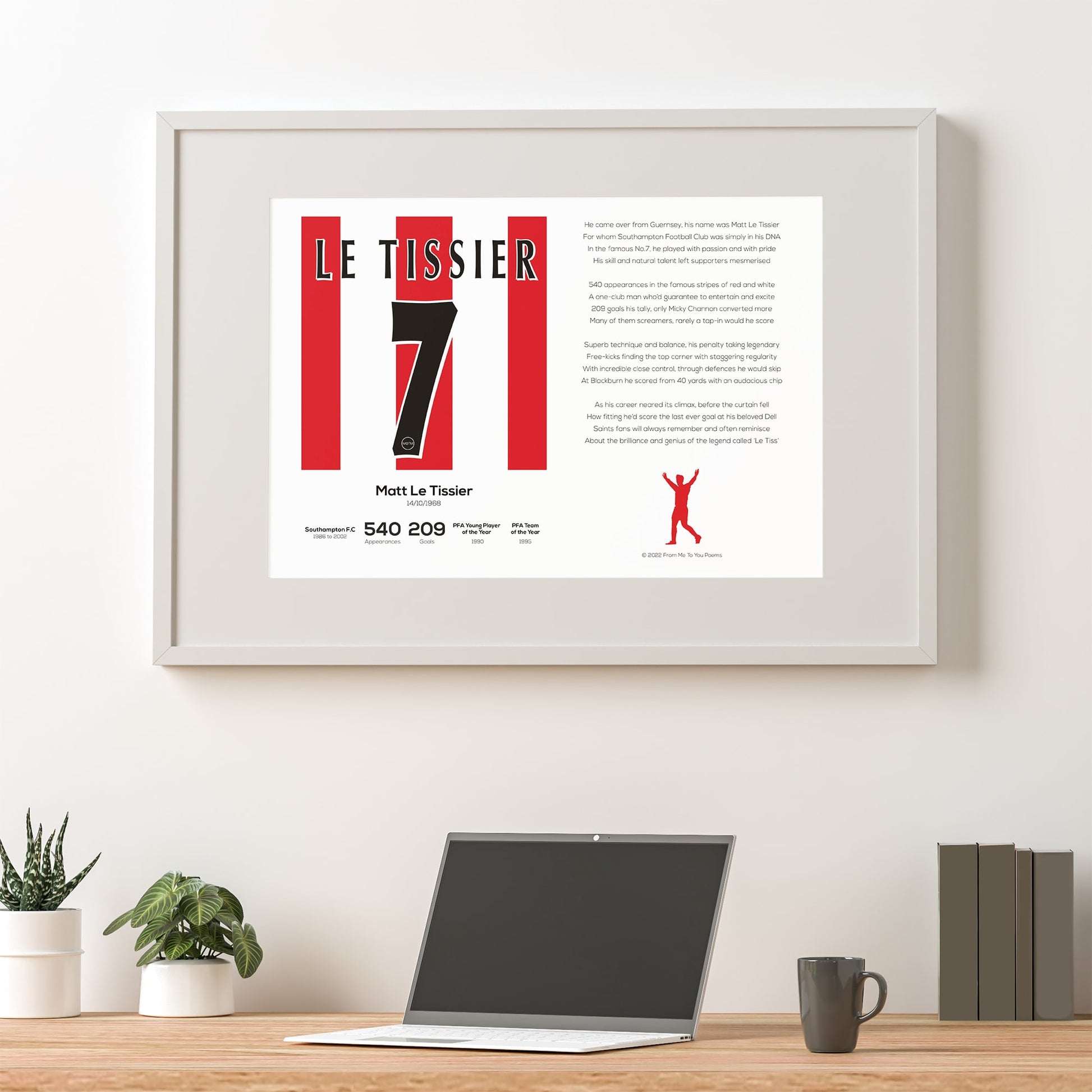 Matt Le Tissier Southampton Stats & Poem Print - Man of The Match Football