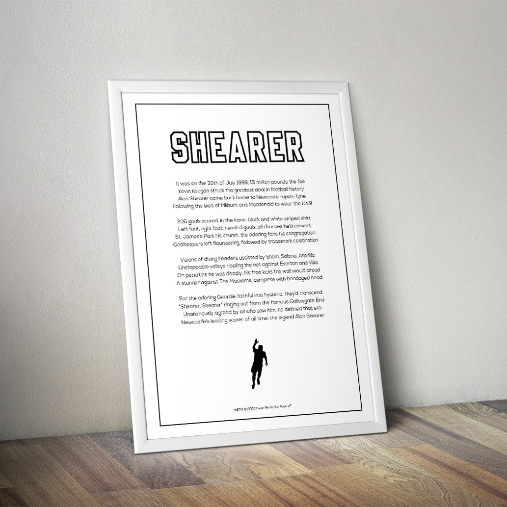 Alan Shearer Newcastle United Poem Print - Man of The Match Football