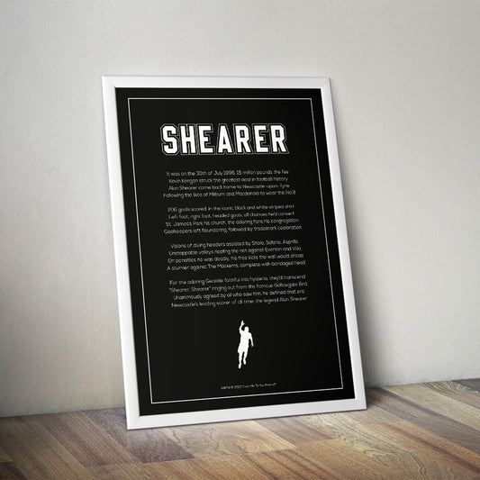 Alan Shearer Newcastle United Poem Print - Man of The Match Football
