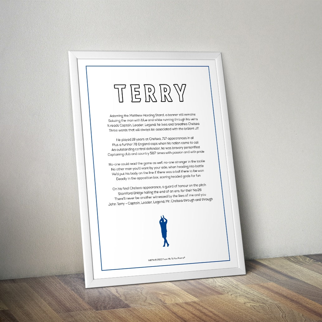 John Terry Chelsea Poem Print - Man of The Match Football