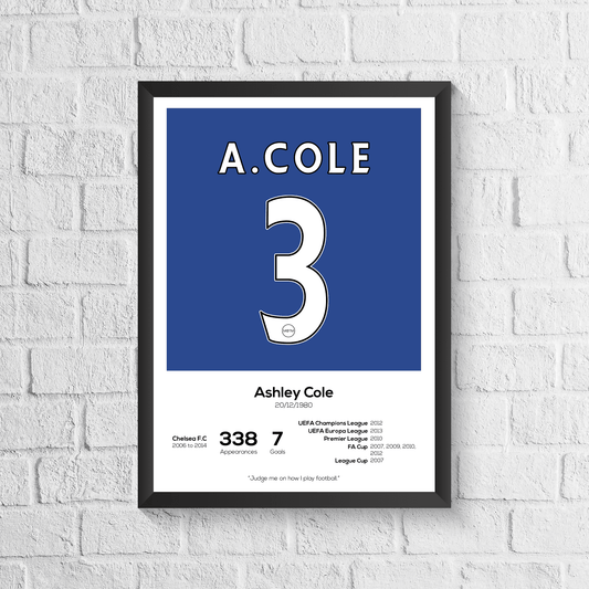 Ashley Cole Chelsea Legend Stats Print