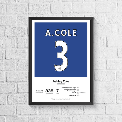 Ashley Cole Chelsea Legend Stats Print