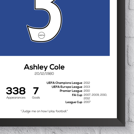 Ashley Cole Chelsea Legend Stats Print