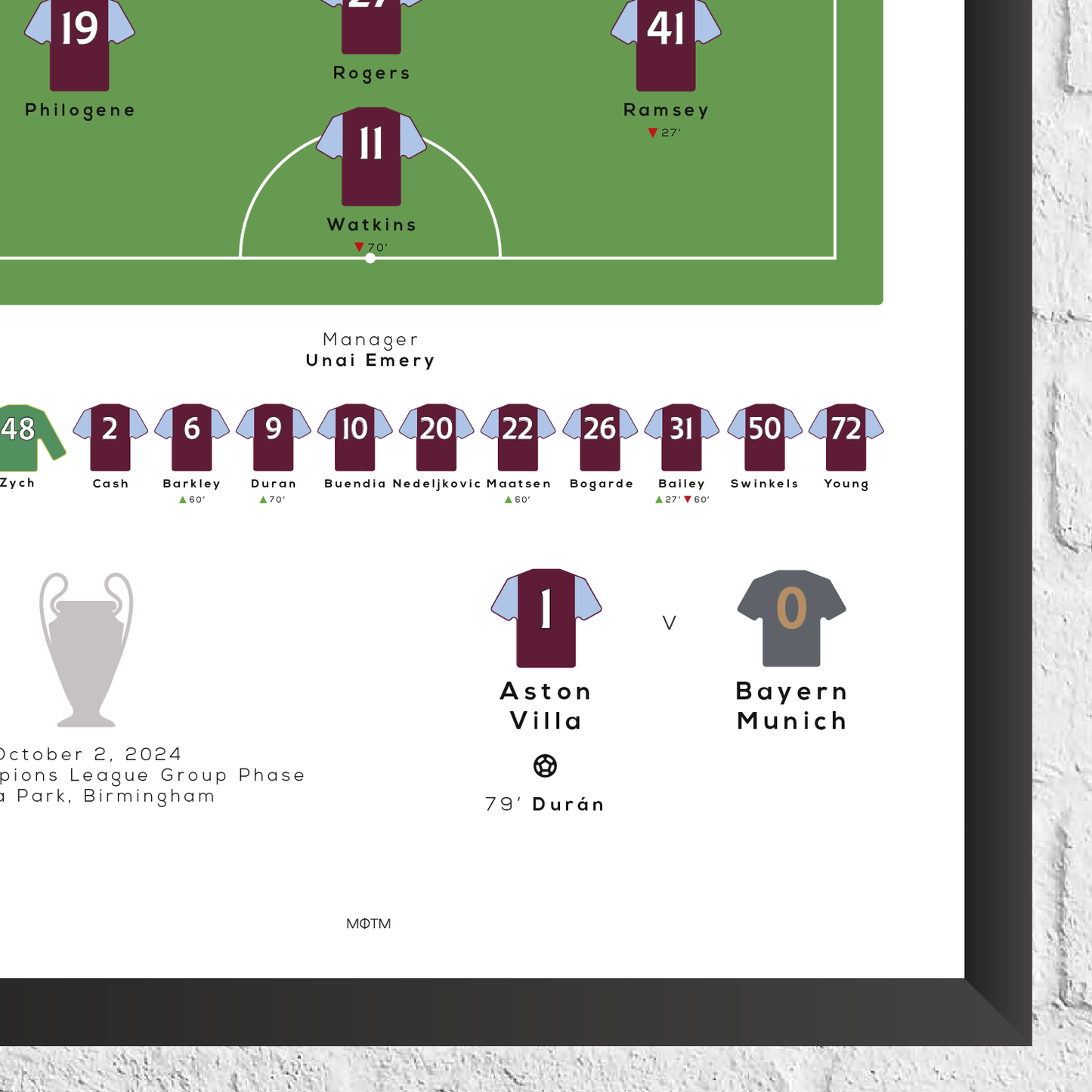 Aston Villa vs Bayern München 1982 Europapokalfinale Druck