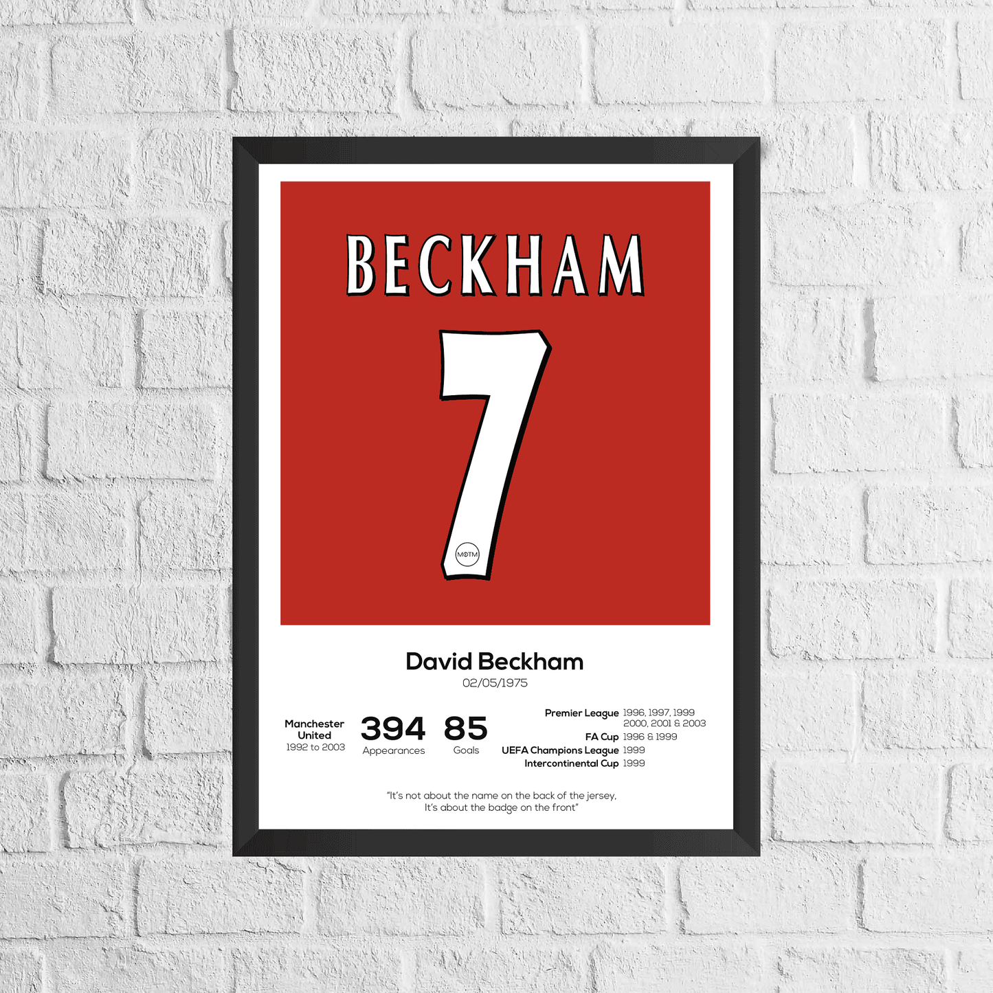 David Beckham Legend Stats Print - Man of The Match Football