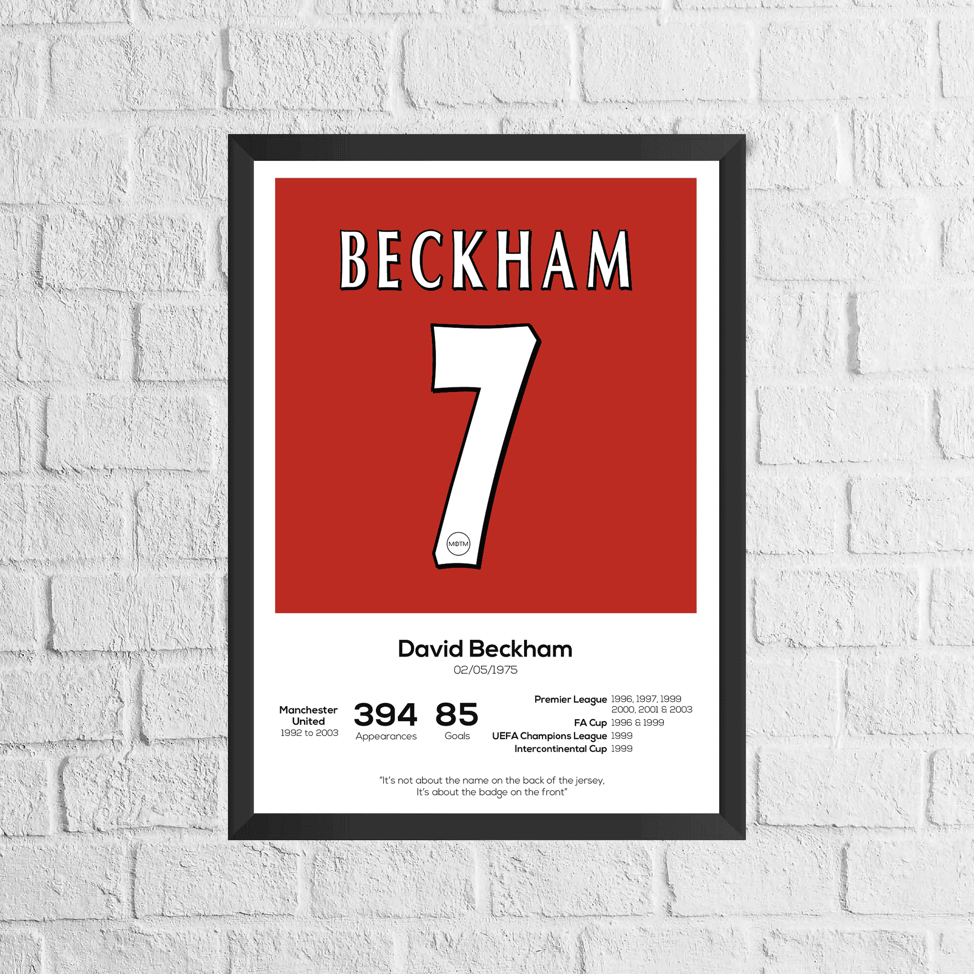 David Beckham Legend Stats Print - Man of The Match Football