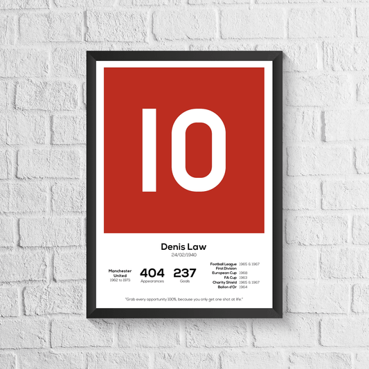 Denis Law Manchester United Legend Stats Print