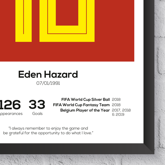 Eden Hazard Belgium Legend Stats Print